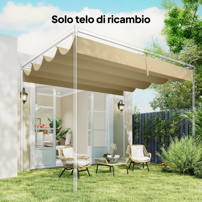 Telo Pergola per Esterni 392x350 cm Anti UV con 8 Fori di Drenaggio in Poliestere Beige
