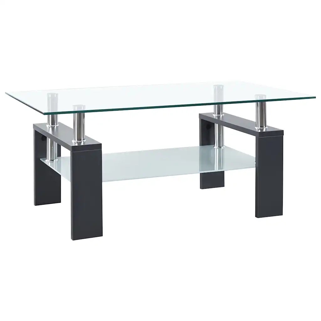 Tavolino Grigio e Trasparente 95x55x40 cm Vetro Temperato 330305