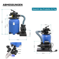 Filtro a sabbia per piscina, 180 W, serbatoio filtrante 14 l, pompa piscina autoadescante 9.000 l/h