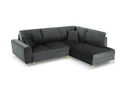 Cosmopolitan Design - Divano convertibile angolare destro con contenitore "Kyoto" 5 posti in velluto grigio scuro 