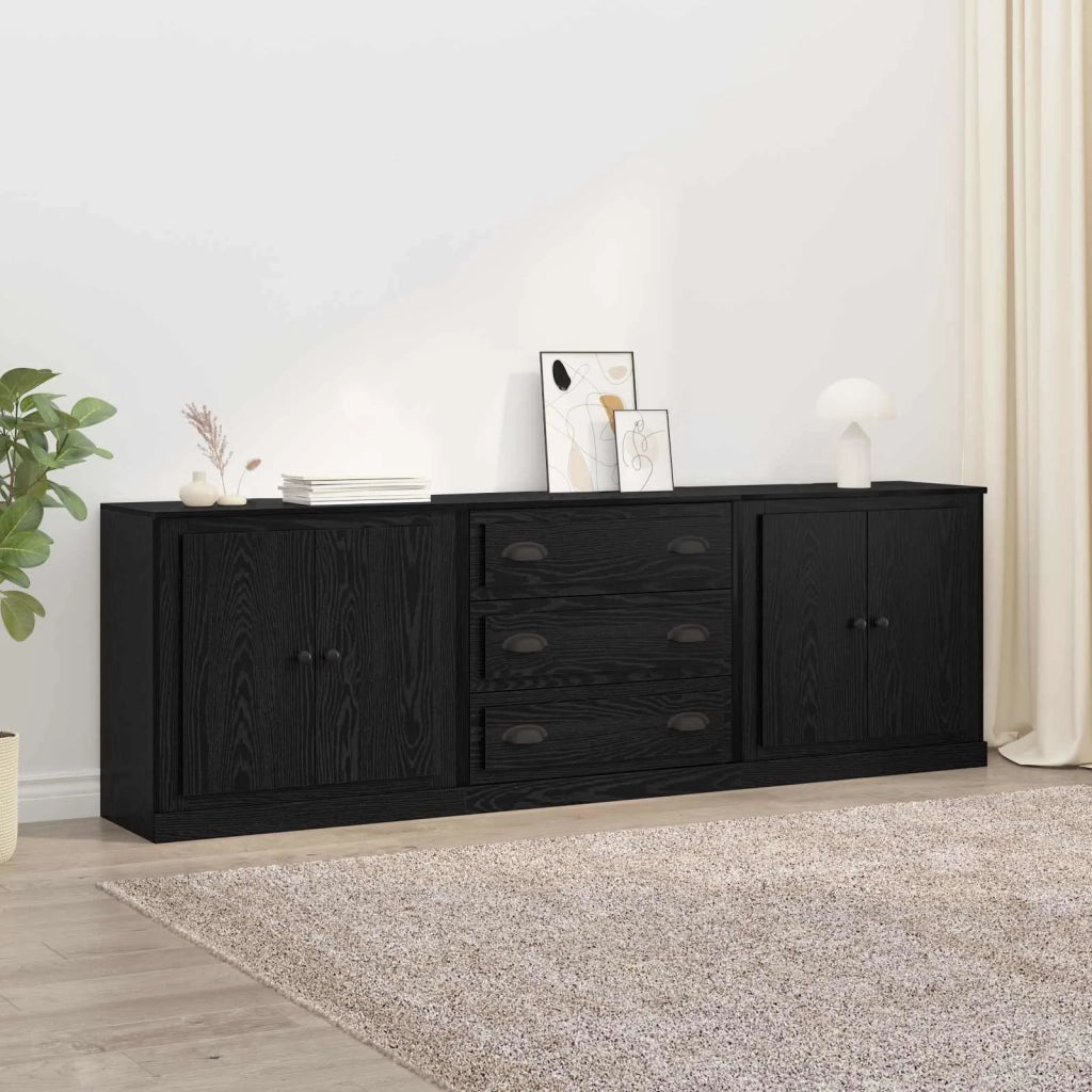 Sideboards con cassetto 3 pcs Rovere Nero 70 x 35,5 x 67,5 cm