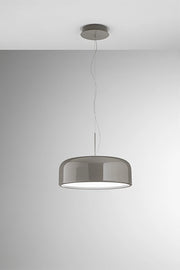 Lampada a Sospensione in Metallo Colore Tortora Lucido con Tecnologia LED Integrata Dimmerabile CCT 50W, Diametro 60 cm - Perenz