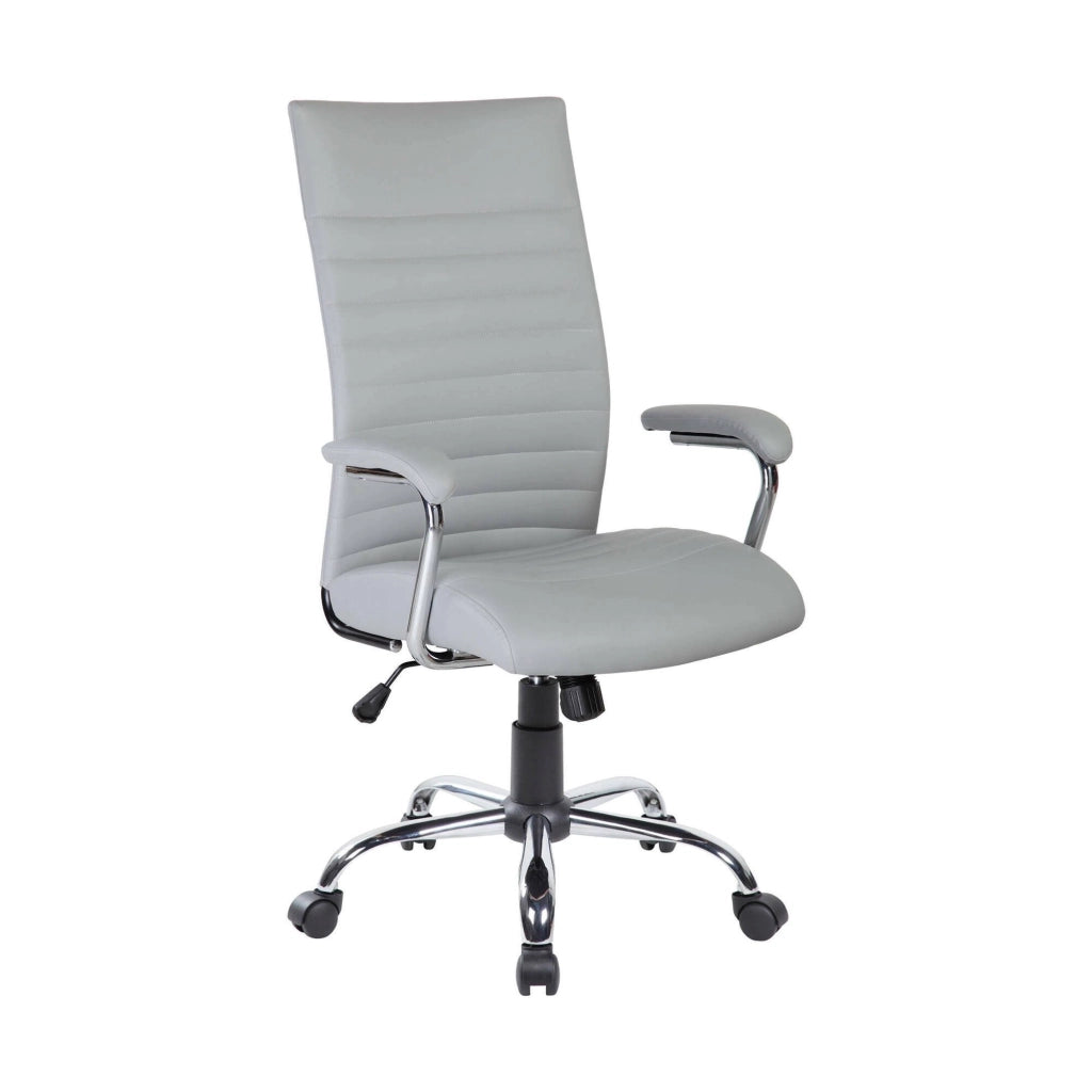 Sedia da ufficio Basciano, Poltrona presidenziale con braccioli, Sedia ergonomica da ufficio, 63x65h108/118 cm, Grigio