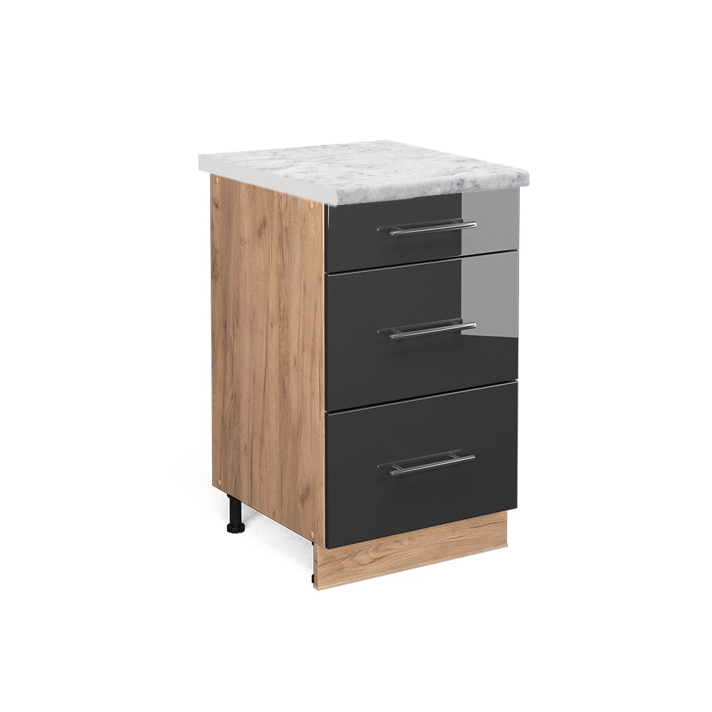 Mobiletto base per cucina Fame-Line Antracite lucido/Rovere dorato 50 cm, PL Marmo Vicco