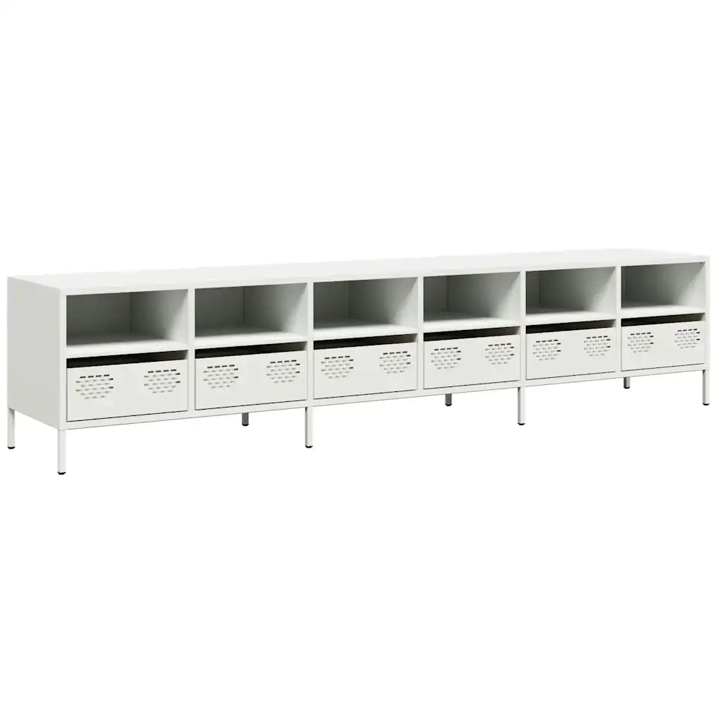 Mobile TV | Armadietto TV | Mobile Porta TV Bianco 202x39x43,5 cm in Acciaio Laminato a Freddo