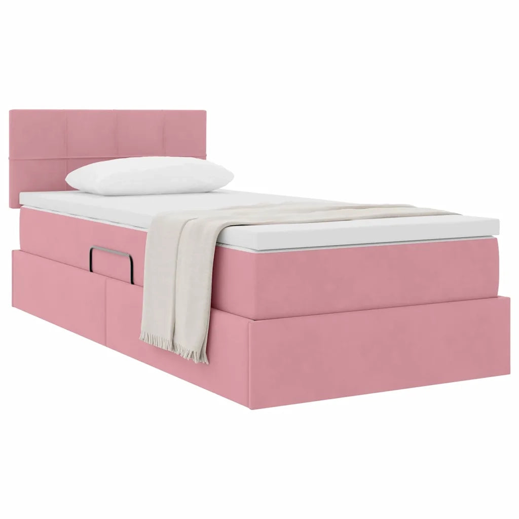 Letto con Contenitore con materasso Rosa 90 x 200 cm Velluto
