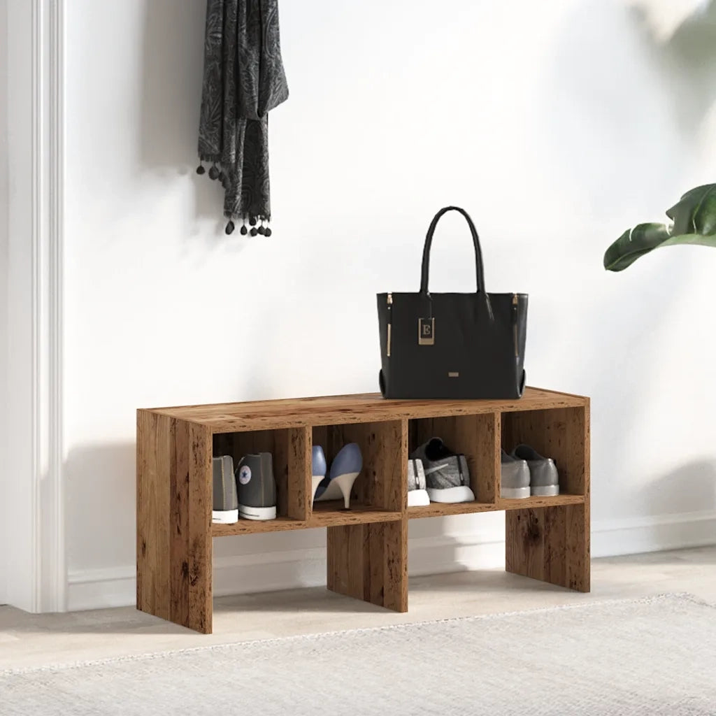Scarpiera Impilabile Legno Antico 89,5x30x40 cm 858853