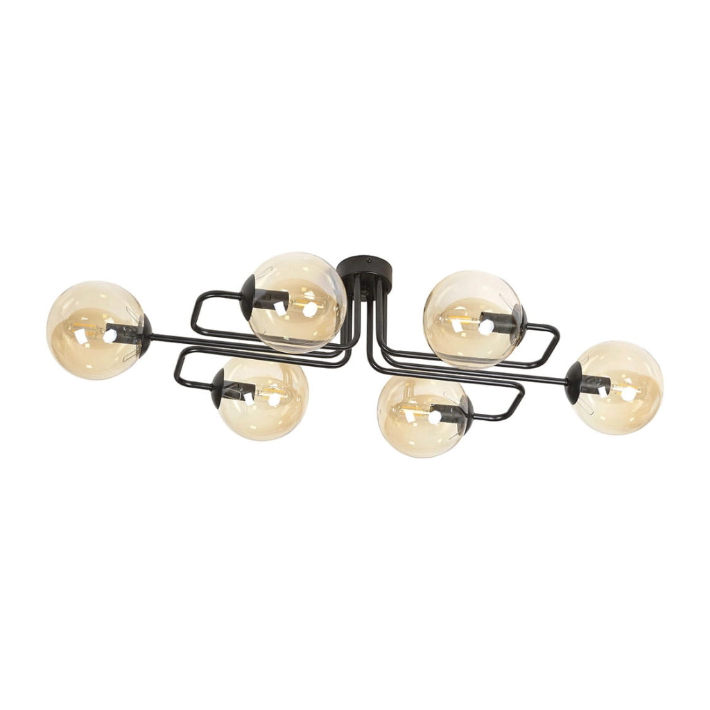 Lampadario Emibig Brendi metallo 6xE14 nero/miele dimmerabile