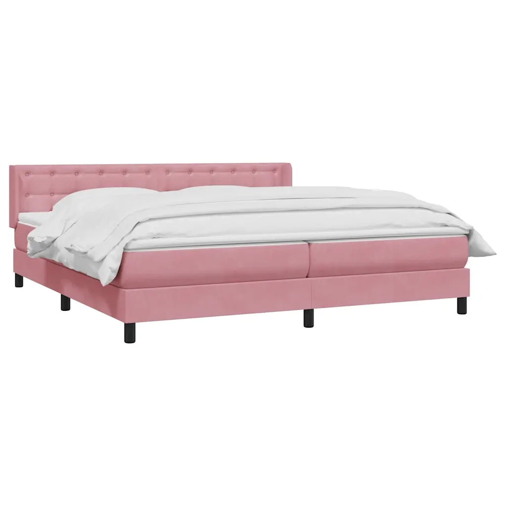 Giroletto a Molle con Materasso Rosa 180x210 cm in Velluto 3318464