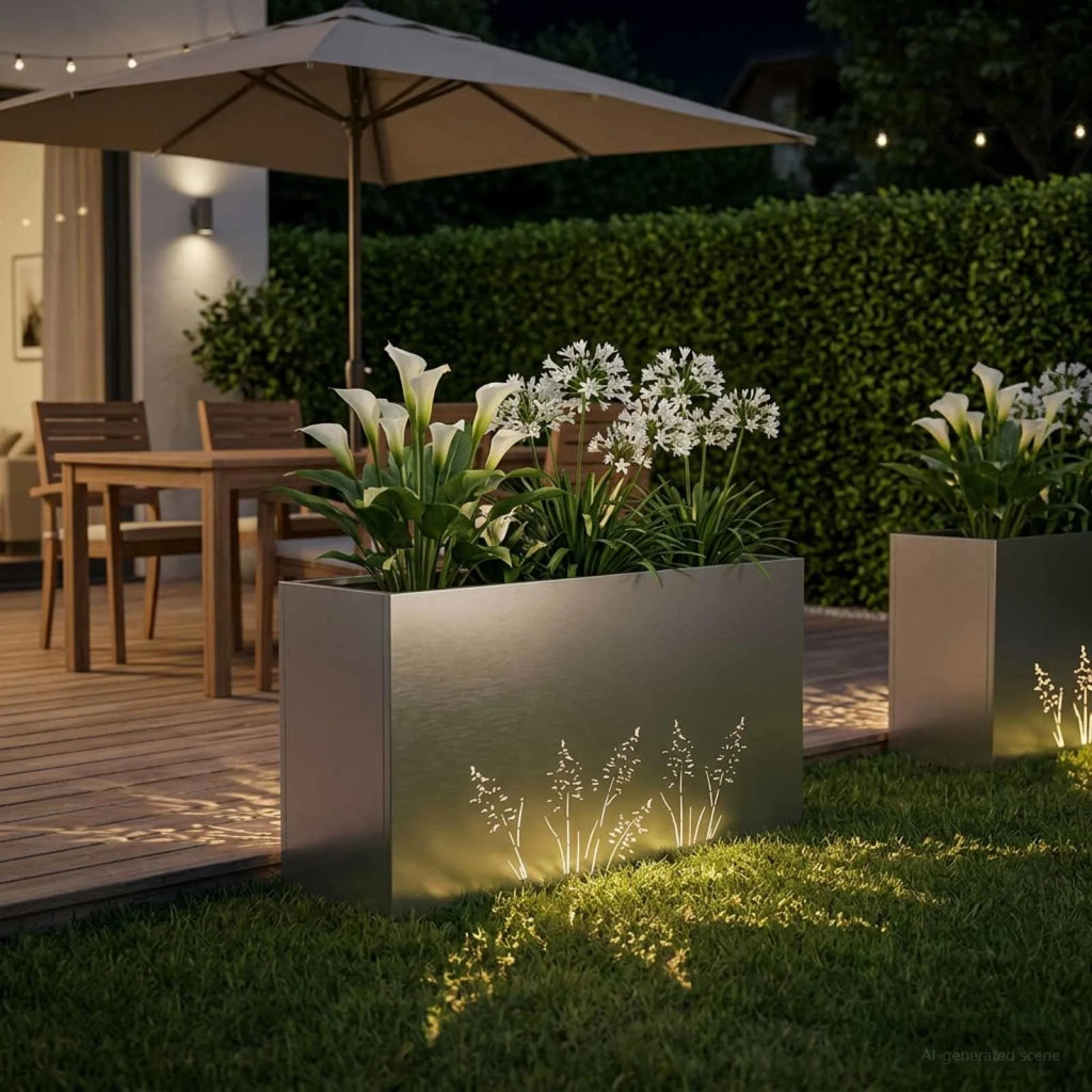 Vaso da giardino Argento 100 x 20 x 49 cm Acciaio Inox 8005856