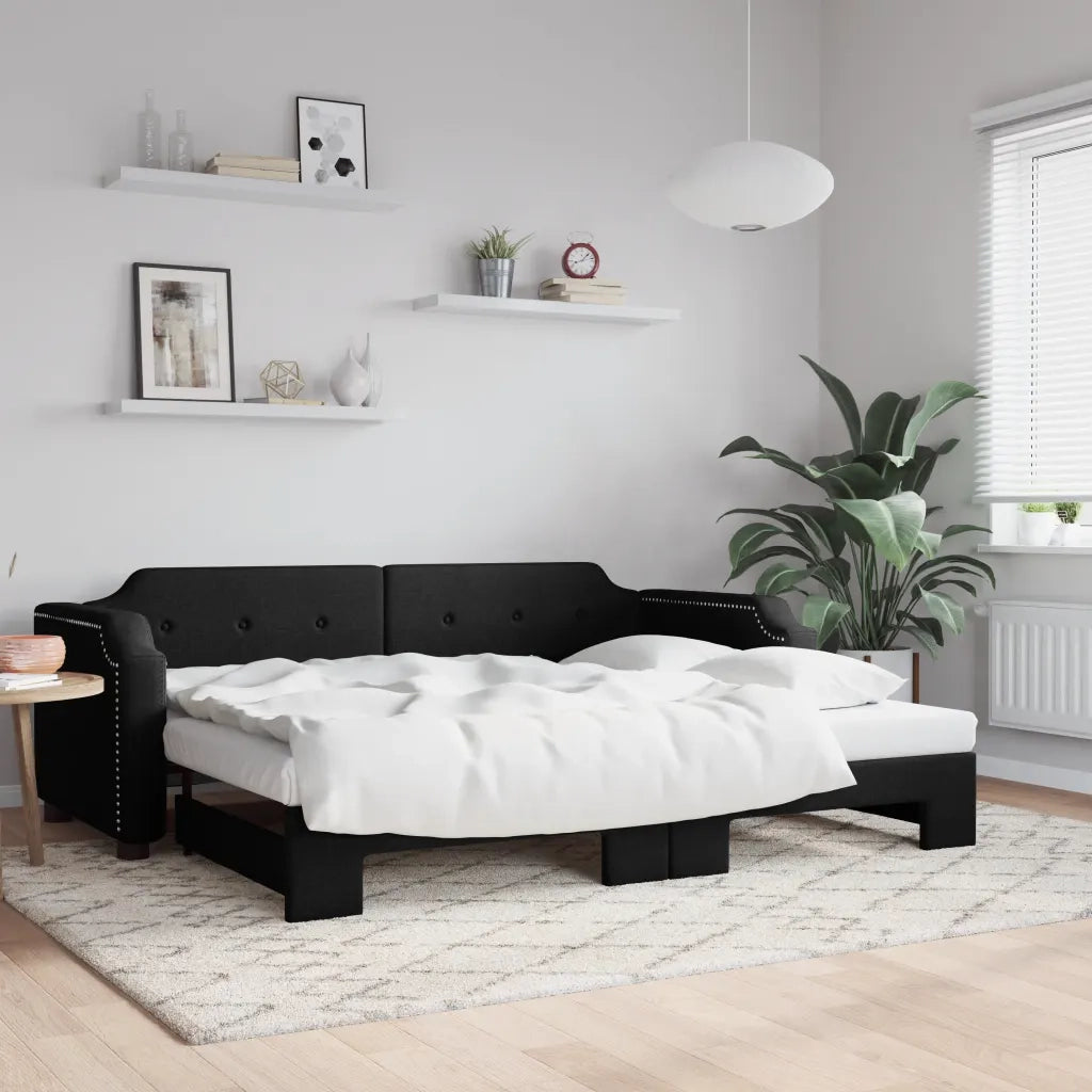 Divano Letto con Letto Estraibile-Sofa Letto-Daybed Nero 80x200 Tessuto 770188
