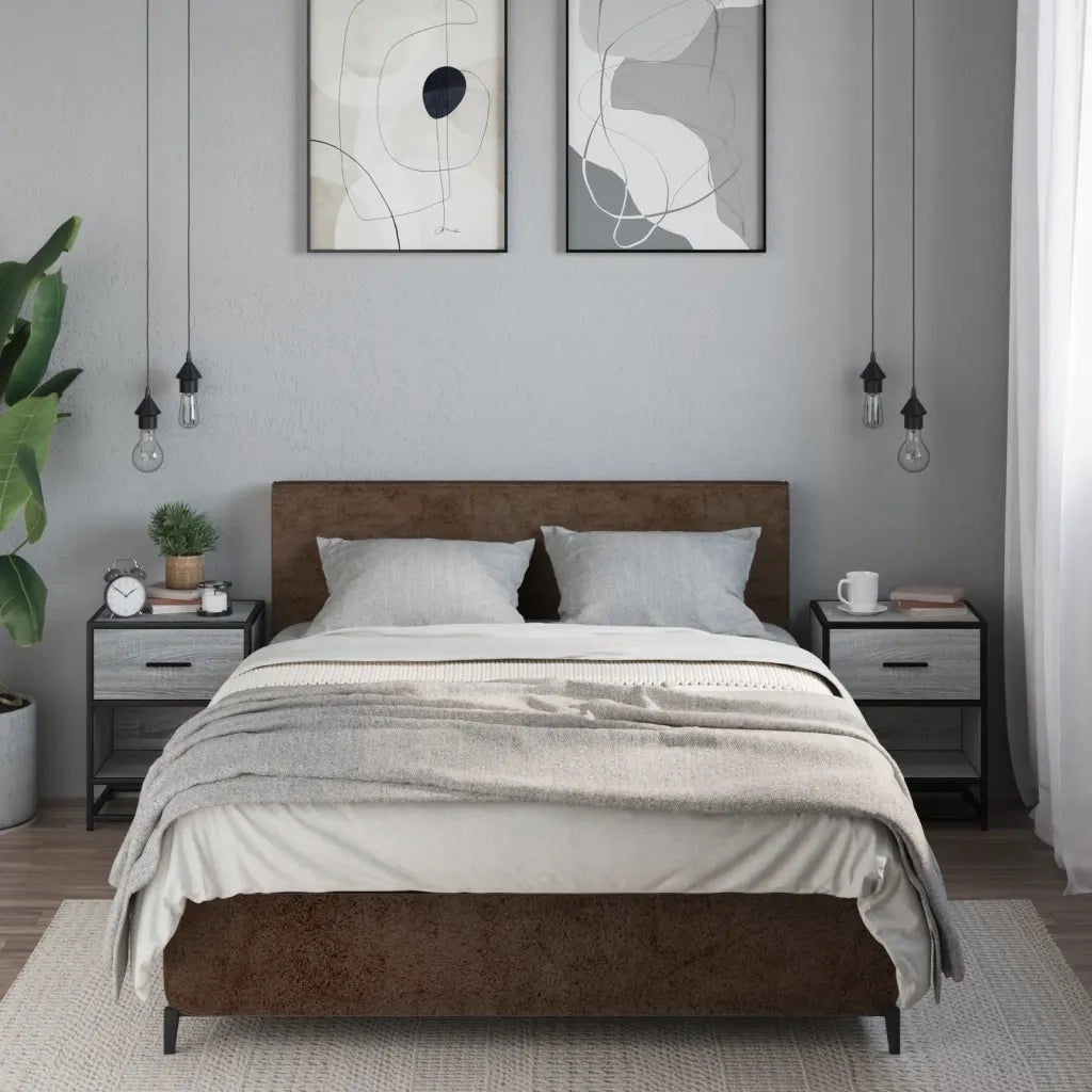 Comodini 2 pz-Set di 2 Tavolino da notte Grigio Sonoma 40x31x50 cm in Truciolato 778711