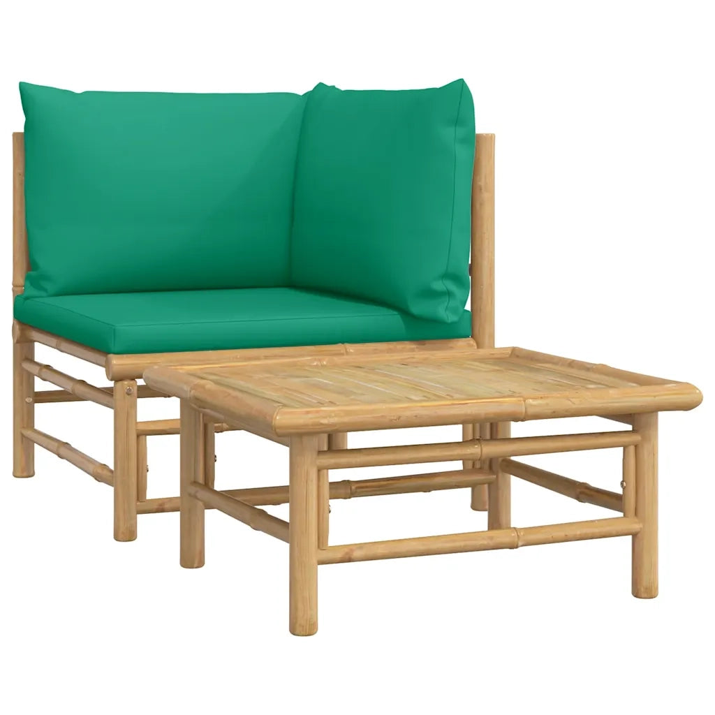 Salotto da Giardino-Set Salotto da Giardino 2pz con Cuscini Verdi Bamb¨´ 145127