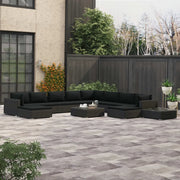 Set Divani da Giardino 12 pz con Cuscini in Polyrattan Nero 46764