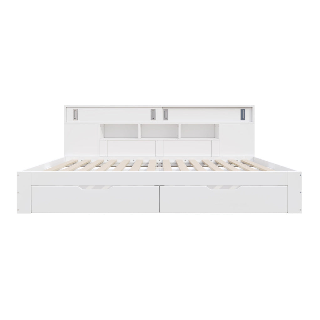 Letto singolo multifunzione 90x190 cm bianco con cassetti, armadi e ripiani