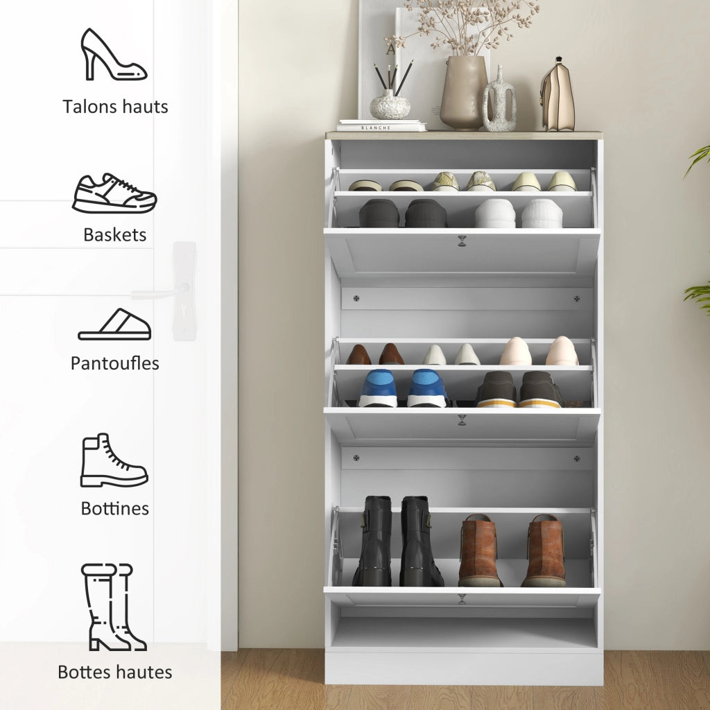 Scarpiera Scandinava 3 Ante ¨C Zephmum ¨C Bianco Legno 60x23.5x115