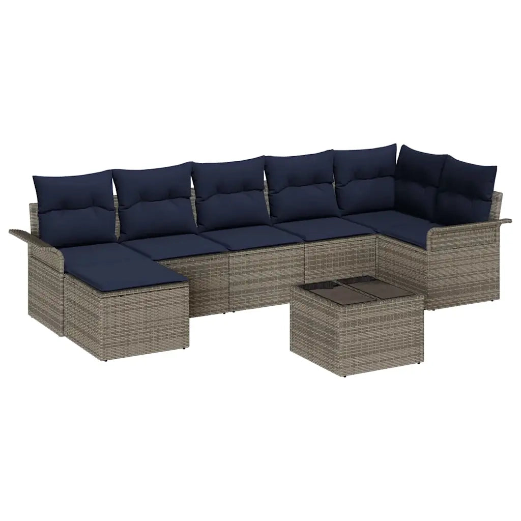 Set Divano da Giardino 8 pcs Grigio polyrattan