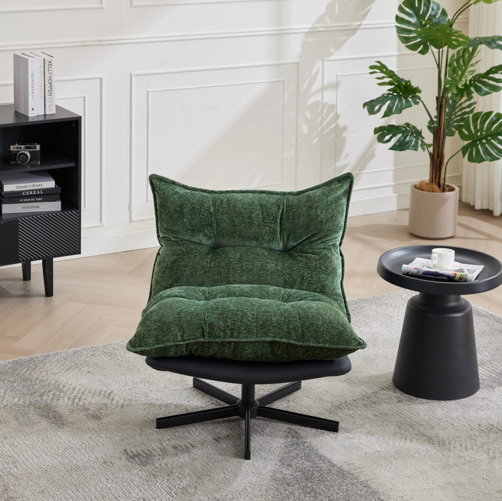 Poltrona relax girevole verde scuro con schienale regolabile