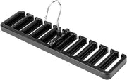 Organizzatore per Cinture e Cappotti - 10 Fessi Hanger per Cinture, Cappotti e Sciarpe in Nero - Comparto di Deposito per Armadio