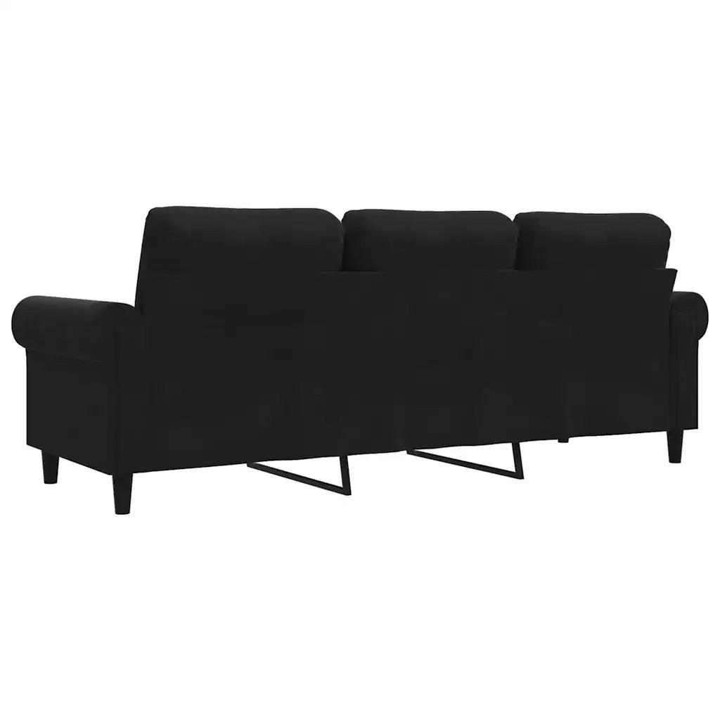 Divano a 3 Posti-Sofa 3 Posti Nero 180 cm in Velluto 473242