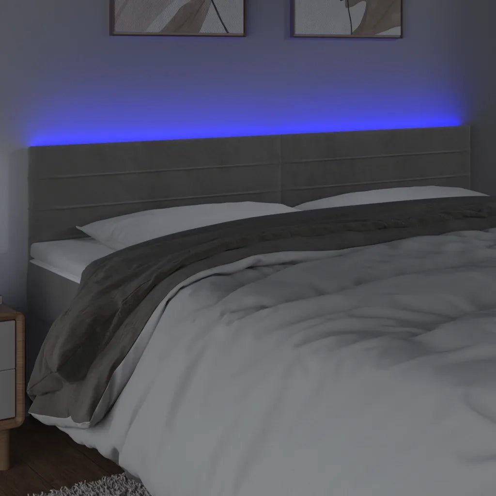 Testiera | Testata a LED Grigio Chiaro 160x5x78/88 cm in Velluto