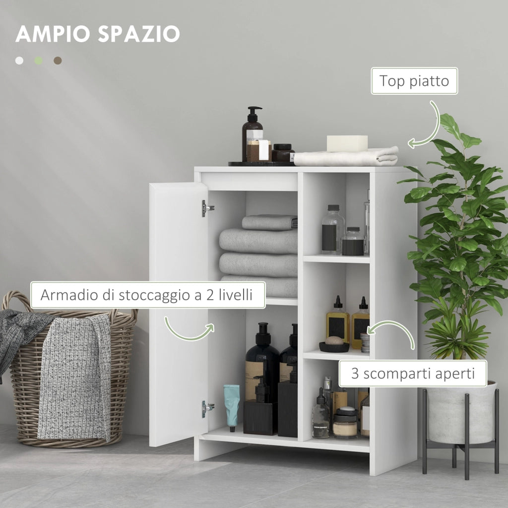Mobile Bagno con Armadietto e Ripiani Aperti ¨C Zephmum ¨C Bianco 53x30x80cm