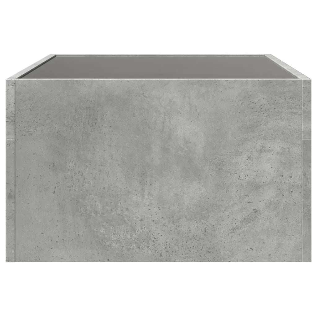 Tavolino da Salotto con LED Infinity-Tavolino da soggiorno Grigio Cemento 70x50x30 cm