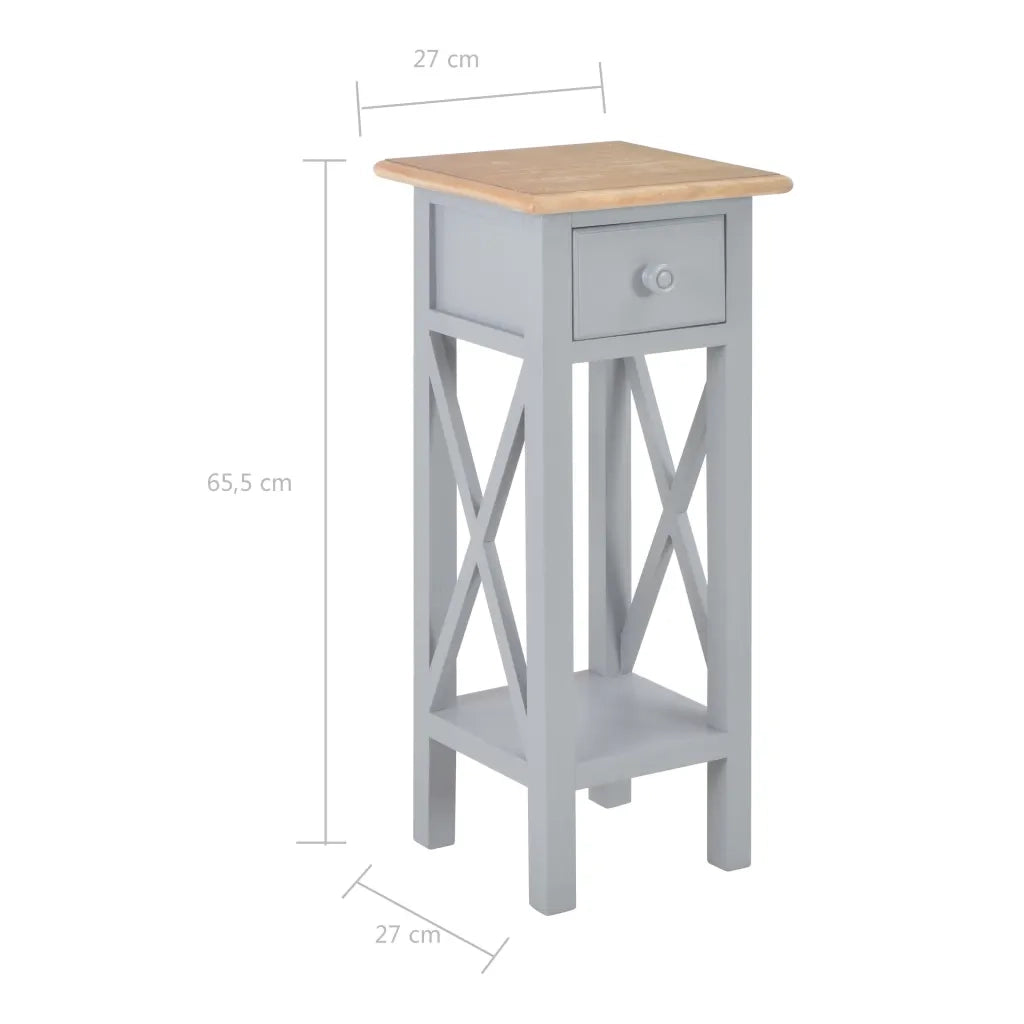 Tavolino Laterale Grigio 27x27x65,5 cm in Legno cod mxl 25345