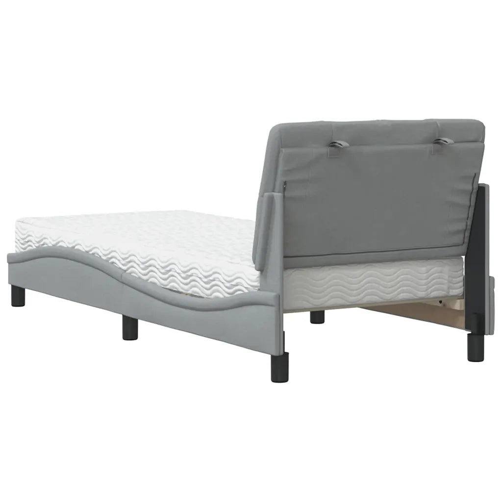 Letto con Materasso-Struttura Letto con Materasso Grigio Chiaro 90x190 cm in Tessuto