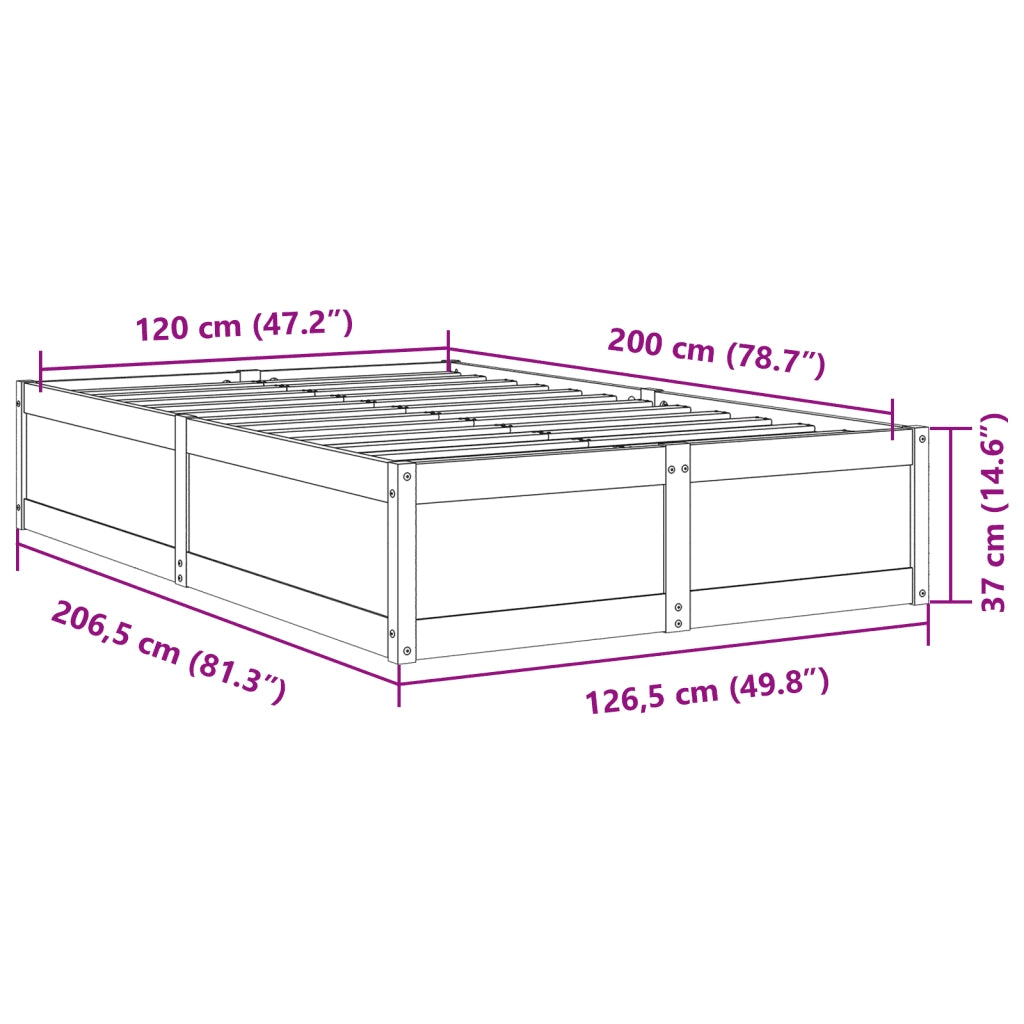 Letto senza Materasso-Struttura Letto Marrone Cera 120x200 cm in Legno di Pino 590796
