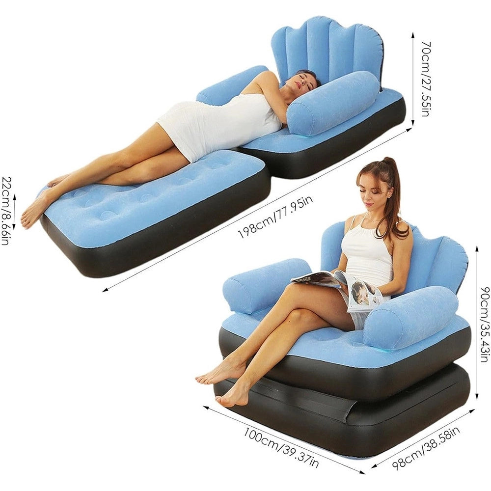 Trade Shop - Poltrona Gonfiabile Divano Letto Ad Aria Pieghevole Portatile Materasso Campeggio -