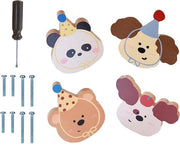 Pomelli in legno per armadi - Maniglie in legno - 4 pezzi - Decorazione per animali con tema cane e panda con viti