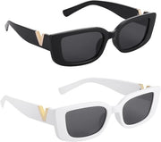 Due paia di occhiali da sole vintage per donne con protezione UV400, occhiali da sole rettangolari con bellissime fronde.