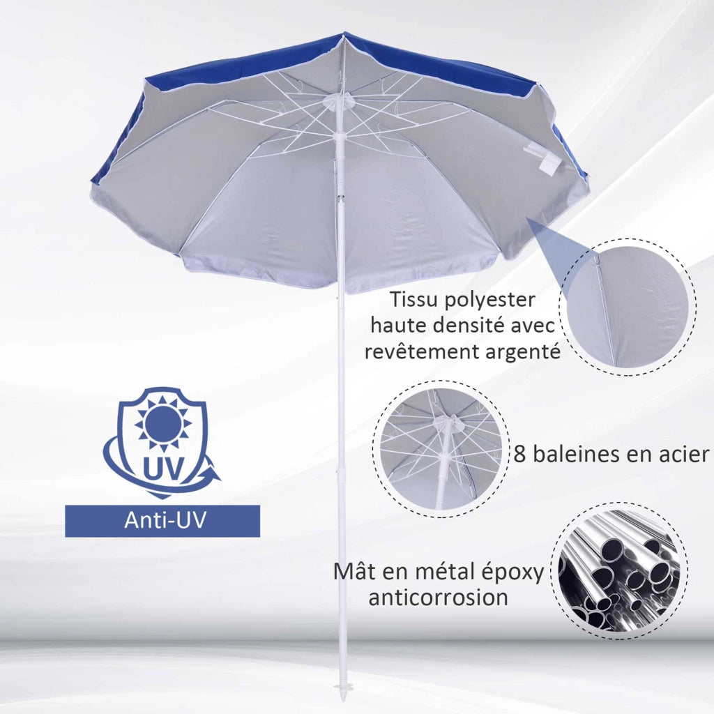 Ombrellone da giardino pieghevole ottagonale ¨C zephmum ¨C 160 cm blu tessuto anti-UV