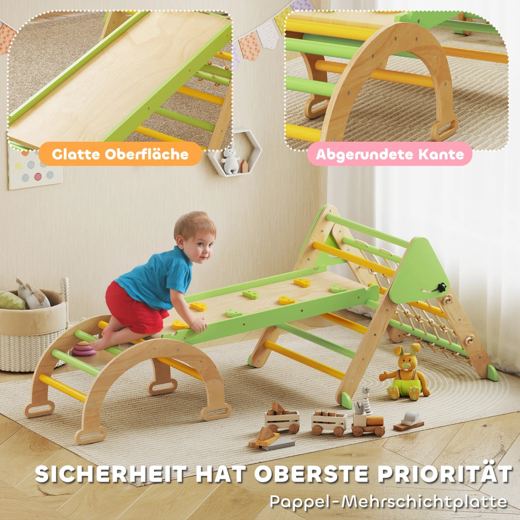 Gioco Montessori in Legno con Scivolo e Scala ¨C zephmum ¨C Verde