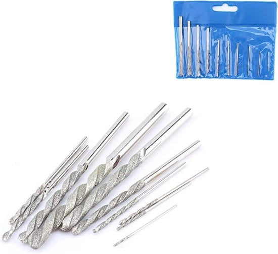 Set di fori a diamante premium per vetro e ceramica - 10 pezzi - set di fori per foro a vetro e foro per gioielli - ideale per colla per vetro e pietre - alta qualità fori a diamante