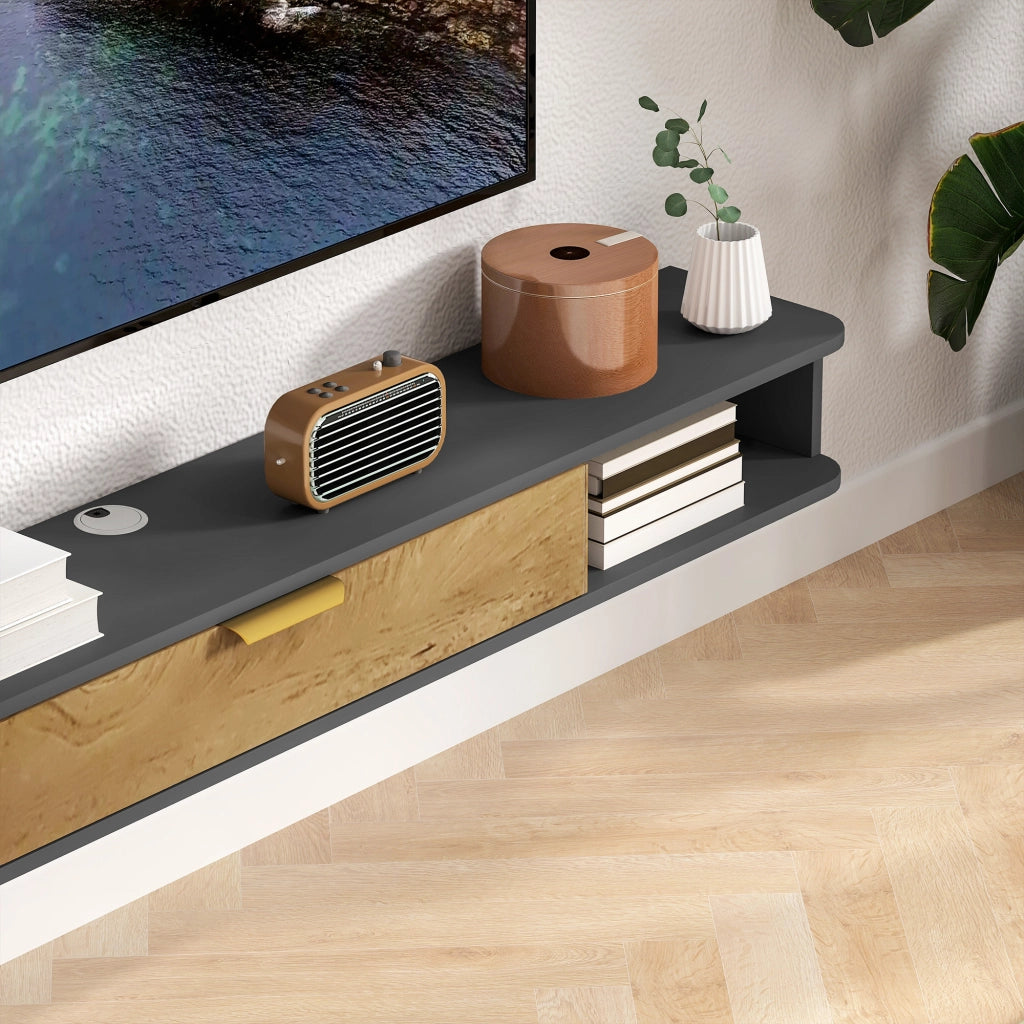 Mobile TV parete con ante e cassetti ¨C Minimal ¨C Grigio 160x24x16