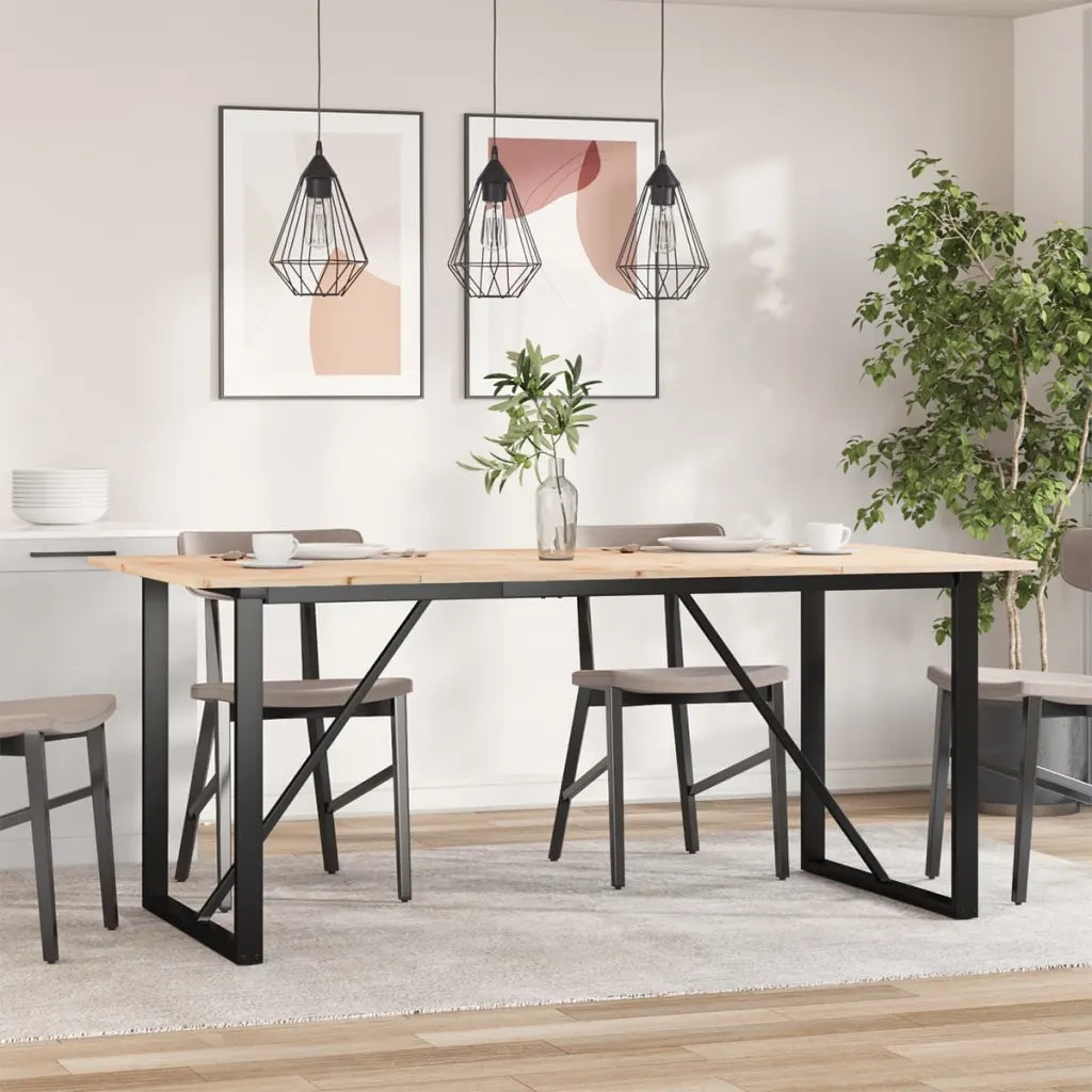 Tavolo da Pranzo Telaio a O 180x90x75 cm Legno Pino e Acciaio
