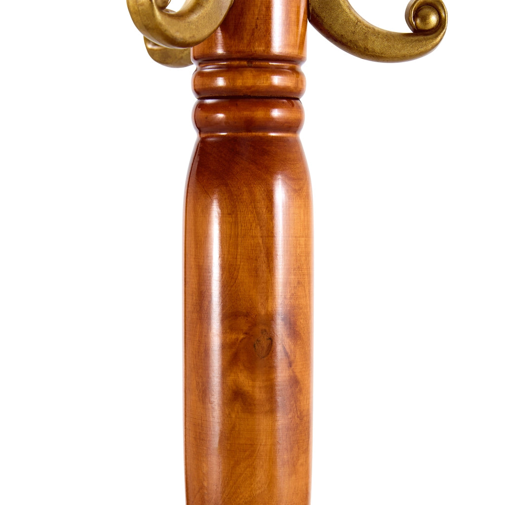 Scaffale appendiabiti in legno massiccio con struttura a più livelli e ganci, base stabile, color legno 195 × 31 × 48 cm
