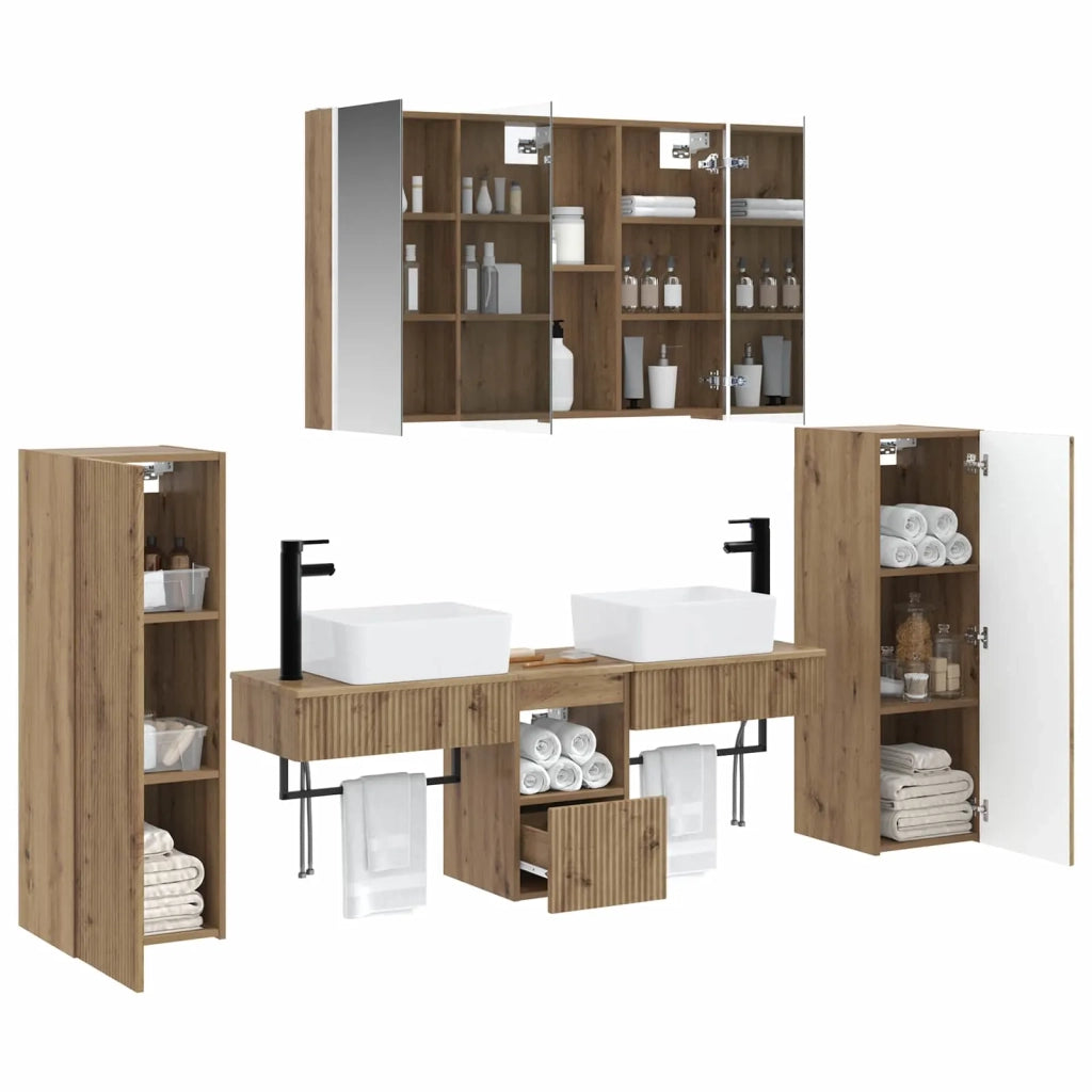 Set di mobili per il bagno 6 pcs Rovere Artigianale 3407142