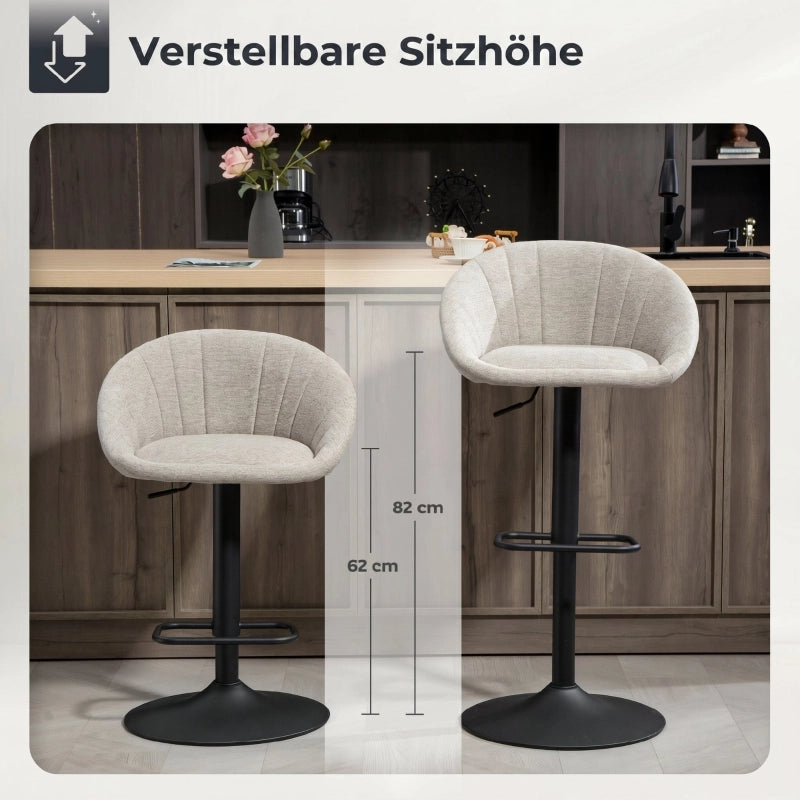 SGABELLI ALTI Set da 2 pezzi girevoli regolabili 62-82 cm beige