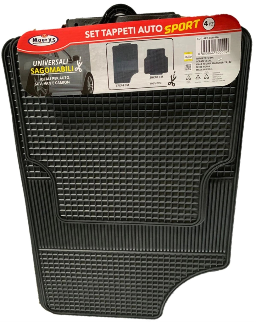 MAURY'S SET TAPPETI AUTO SPORT UNIVERSALI SAGOMABILI 4PZ IN P