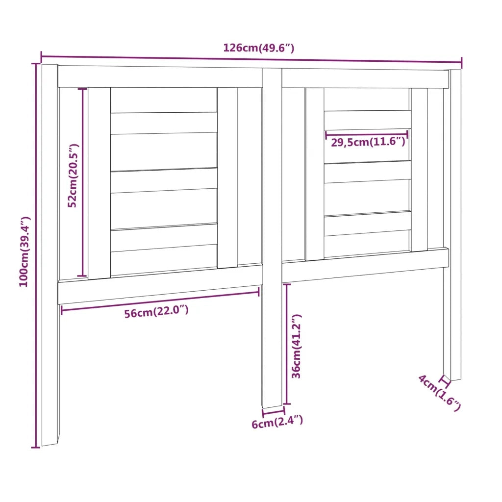 Testiera per Letto Bianca 126x4x100cm in Legno Massello di Pino 818811