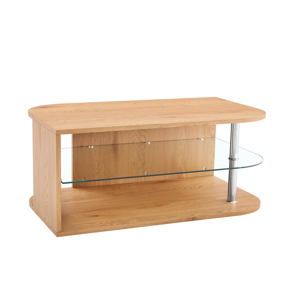 Tavolino da caffè 100x60x42 cm con doppio spazio contenitore in MDF naturale