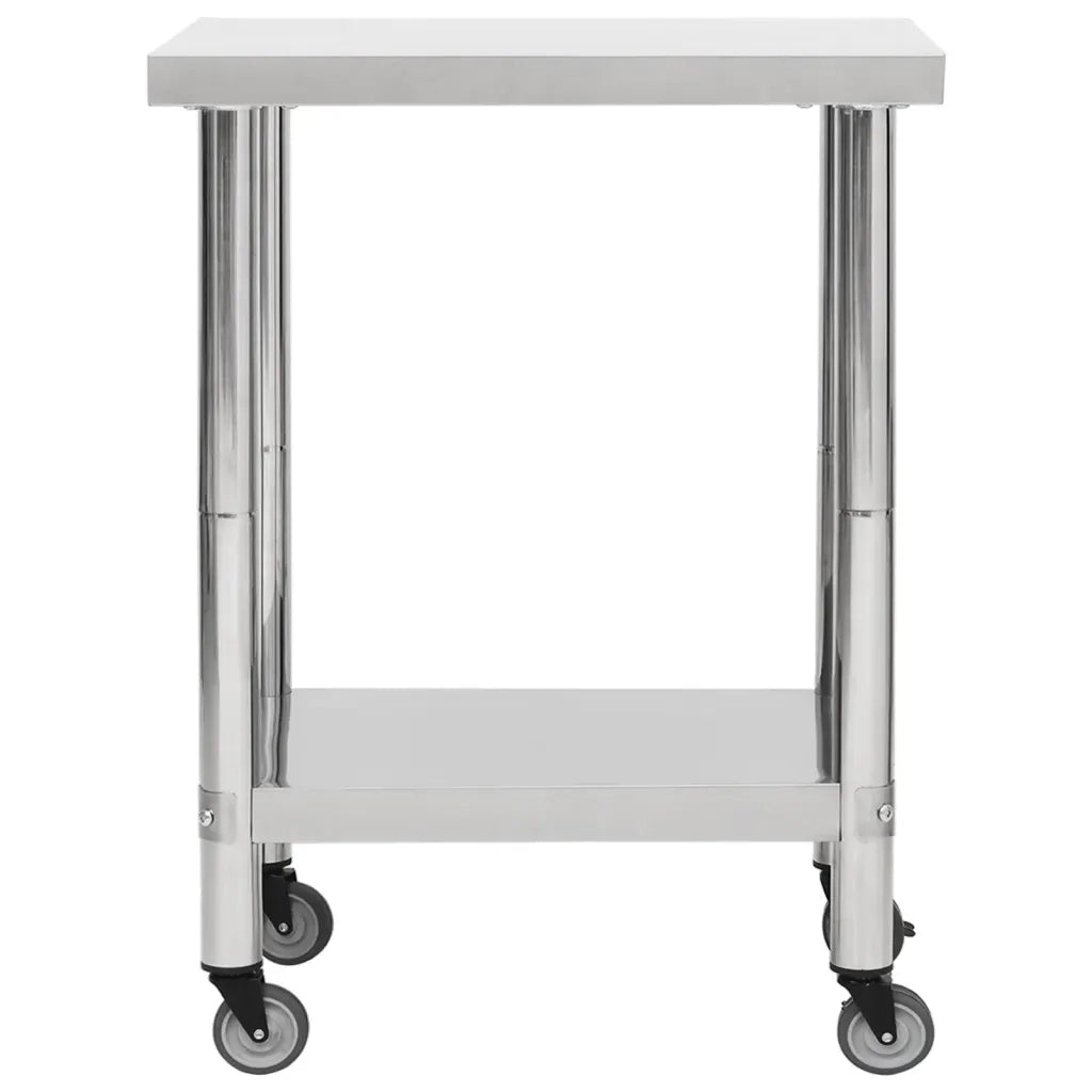 Tavolo da Lavoro Cucina con Ruote 80x45x85 cm in Acciaio Inox CFW6970618