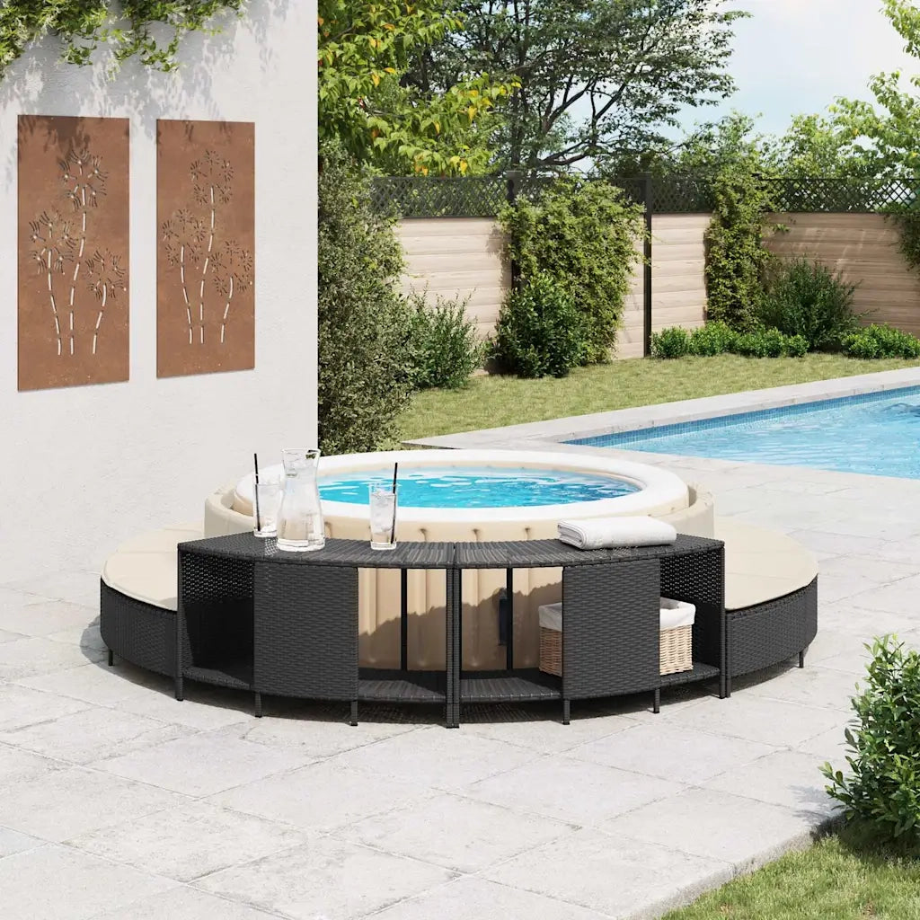 Scaffali Portaoggetti Vasca Idromassaggio 2 pz Polyrattan Nero CFW9366377