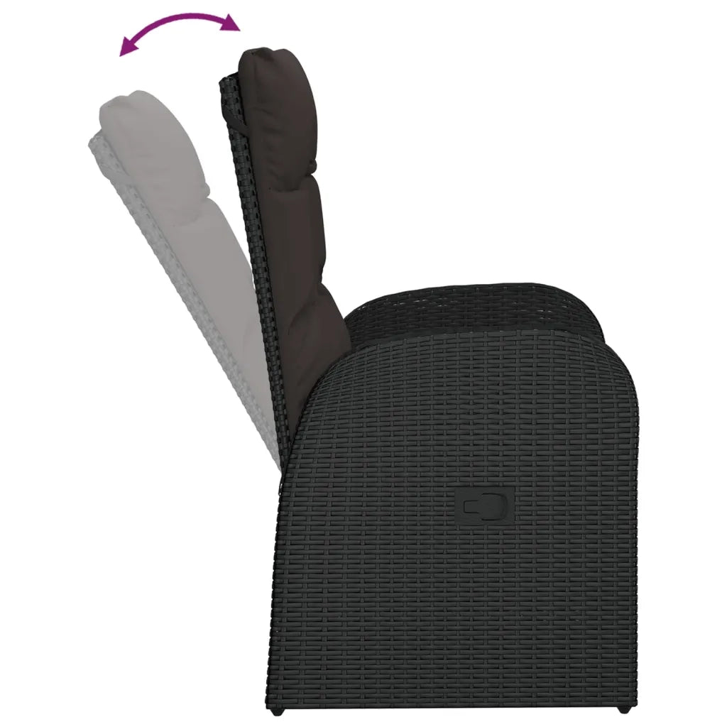 Sedie da Giardino Reclinabili 2 pz | Sedie da Esterno con Cuscini Polyrattan Nero