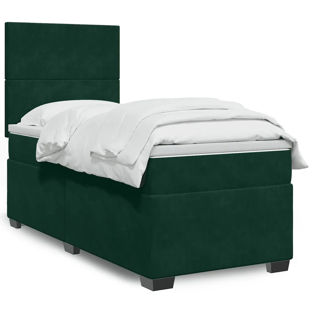 Giroletto a Molle con Materasso Verde Scuro 90x190 cm Velluto 3293083