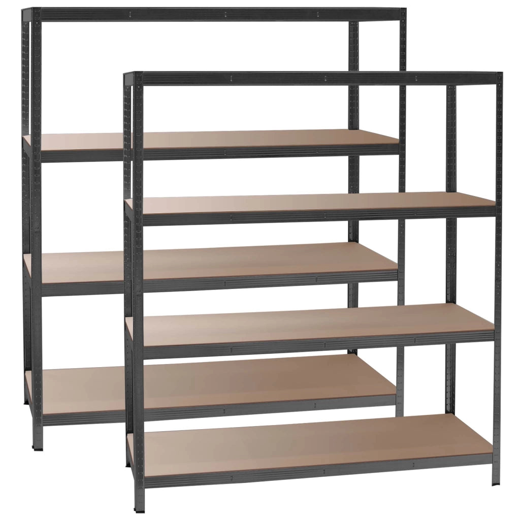 Set 2x Scaffali a incastro per carichi pesanti Nero 160x60x180cm 4 ripiani 175kg/piano