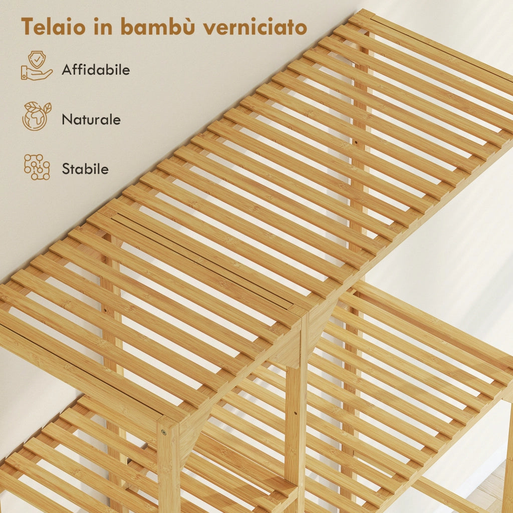Mobile Sopra Lavatrice a 7 Ripiani 100x40x157 cm con Spazio Regolabile in Bambù color Legno